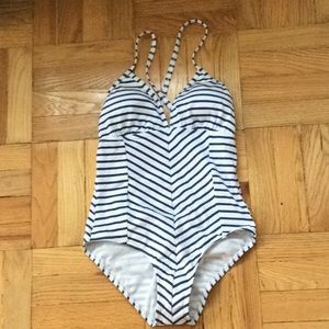 NWT Splendid Medium Chambray Striped Swimsuit